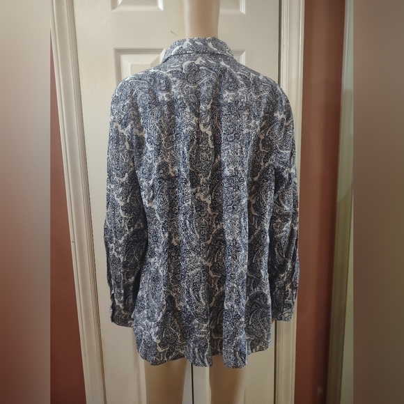 Talbot's paisley woman's plus size 2x button up long sleeve shirt top - Picture 6 of 8